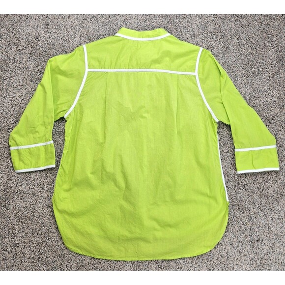 Gretchen‎ Scott Lime Green White Piping Button Down Shirt Size Medium - Picture 2 of 6